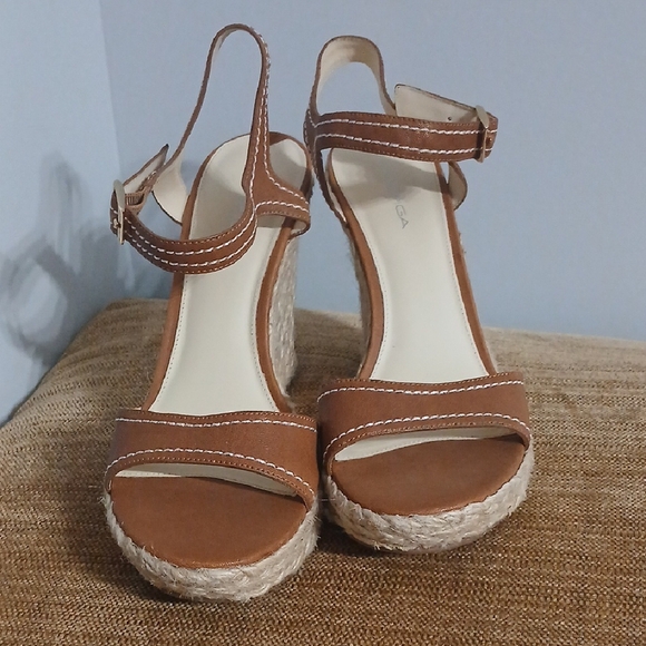 Brown Wedge Sandals - Picture 2 of 6